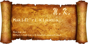 Maklári Klaudia névjegykártya